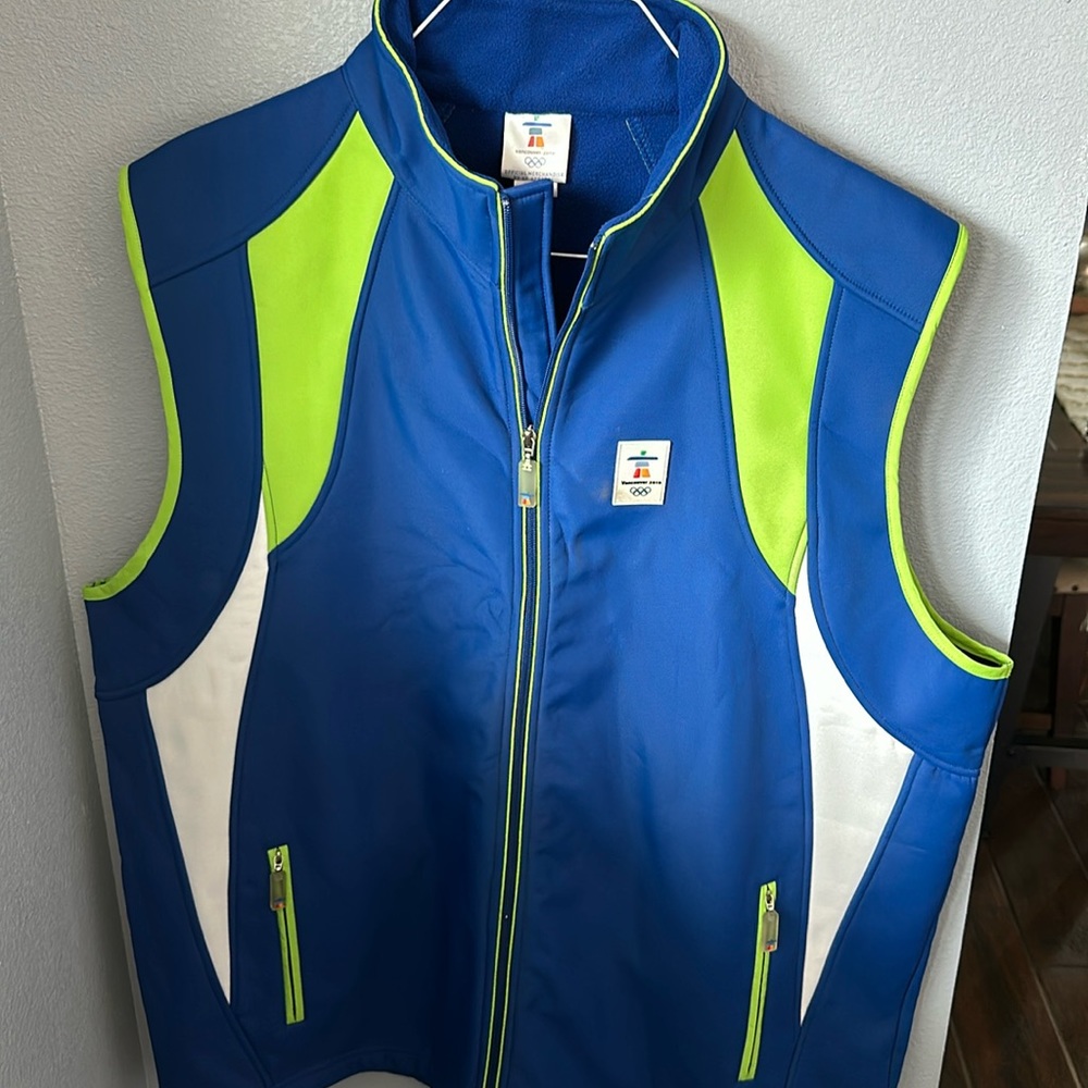 Olympics Vancouver 2010 Vest, Blue/Lime, XXL, 100% Polyester,XP Apparel,Full Zip